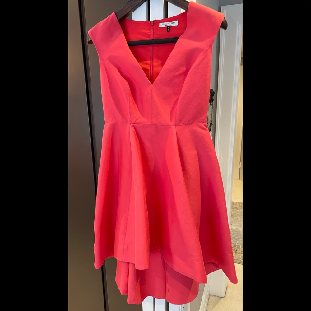 Halston Heritage High Low Dress - Coral Size 6